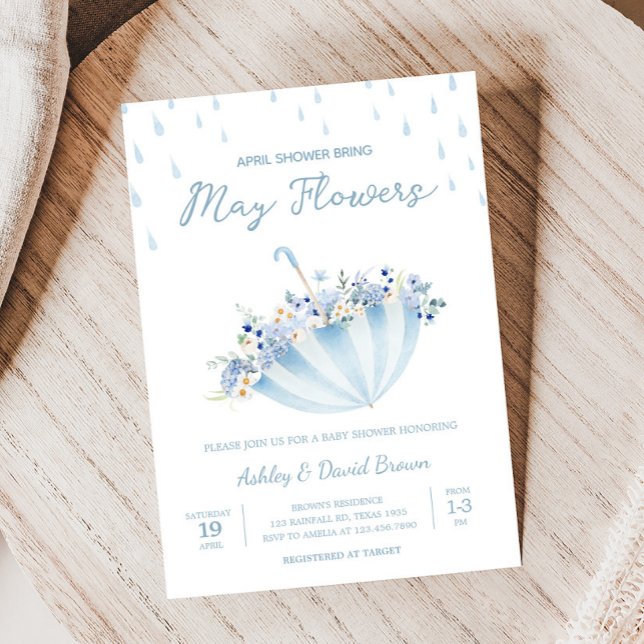 April Shower Take May Flowers Baby Shower Inbjudningar (Boy April Shower Bring May Flowers Baby Shower Invitation
)