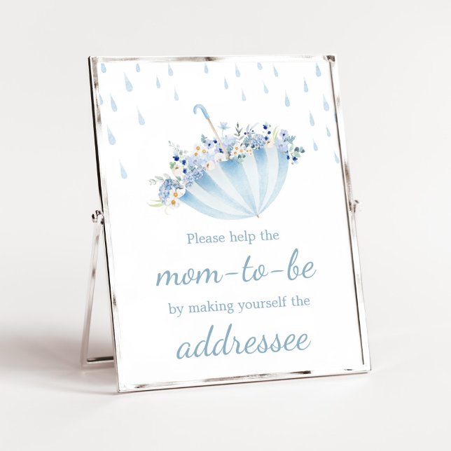 April Shower Take May Flowers Kuvert Station Poster (Boy April Shower Bring May Flowers Baby Shower Envelope Station Sign)