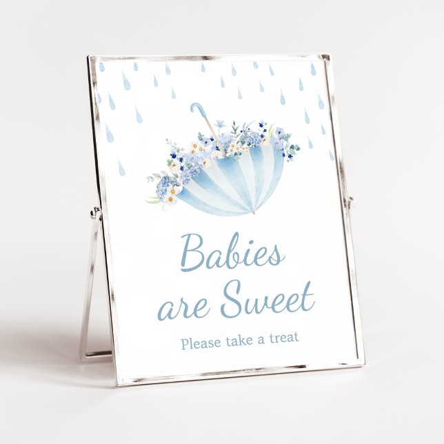 April Shower Take May Flowers Spädbarn är Sweet Poster (Boy April Shower Bring May Flowers Baby Shower Babies are Sweet Sign)