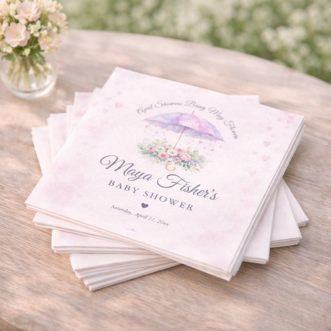 April Showers Bring May Flowers Spring Babyshower Pappersservett (Skapare uppladdad)