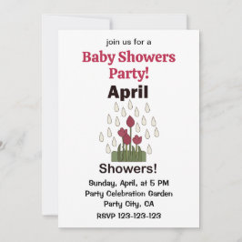 April Showers Daisy Flower Floral Baby Shower Inbjudningar