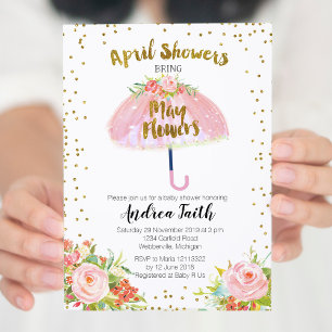 April Showers Ger Maj Blommor Inbjudan