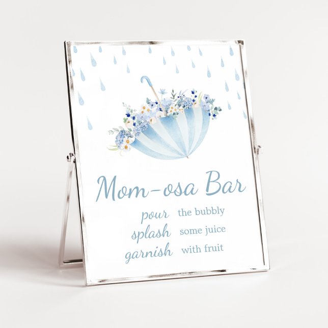 April Showers Ger Maj Blommor Mamma Osa Bar Poster (Boy April Shower Bring May Flowers Baby Shower Mom Osa Bar Sign)