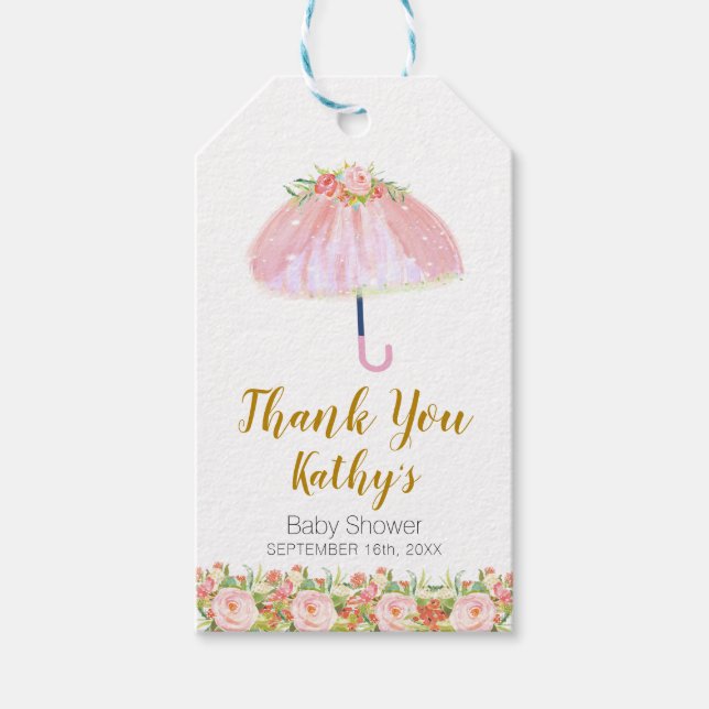 April Showers Hämta May Flowers Tack märkre Presentetikett (Framsidan)