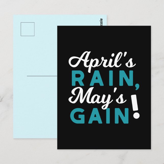 April Showers May Flowers Inspirational Quote Vykort (Fram/baksida)