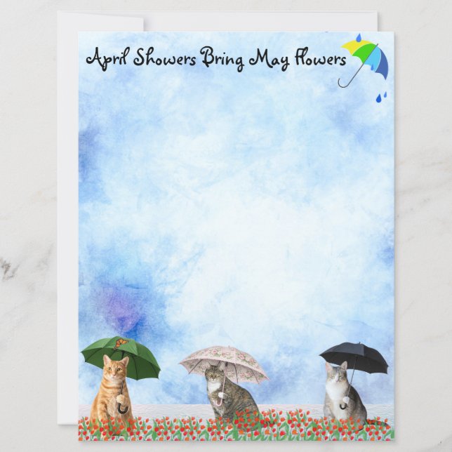 April Showers och katter i pölar brevpapper  (Framsida)