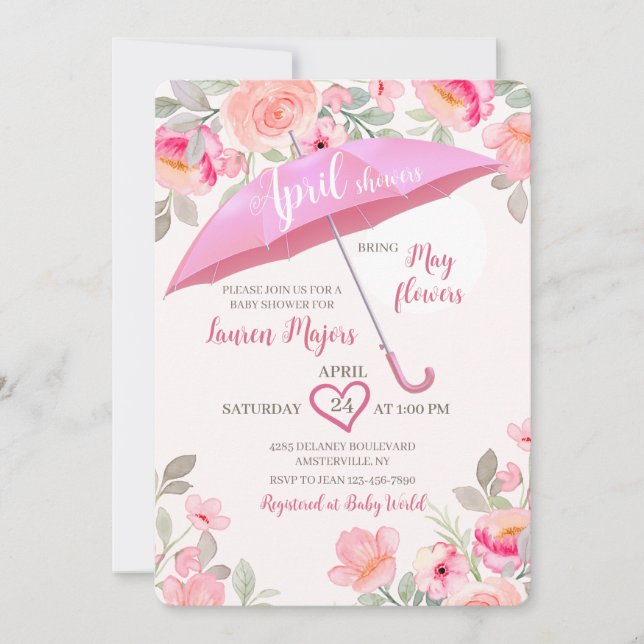 April Showers Paraply Dusch Inbjudningar (Framsida)