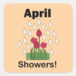 April Showers Pink Daisy Flower Floral Fyrkantigt Klistermärke