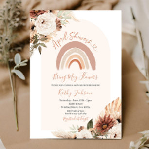 April Showers tar med sig maj Flowers Boho Rainbow Inbjudningar