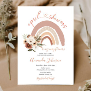 April Showers tar med sig maj Flowers Boho Rainbow Inbjudningar