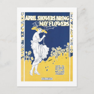 April Showers tar med sig maj Flowers Songbook Cov Vykort