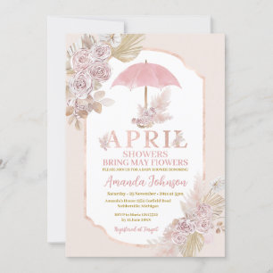 April Showers tar med sig maj Rosa Umbrella Flower Inbjudningar