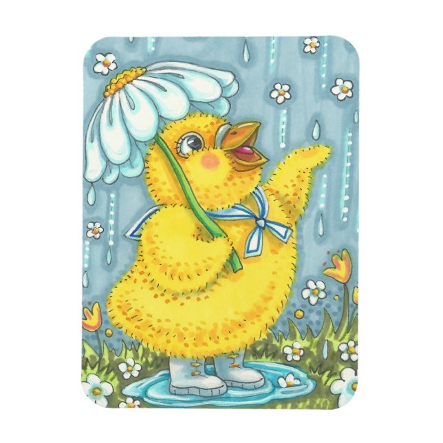 APRIL SHOWERS VÅR CHICK MAGNET-rektangel Magnet (Vertikal)