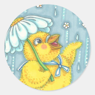 APRIL SHOWERS VÅR CHICK STICKERS Lakan Runt Klistermärke