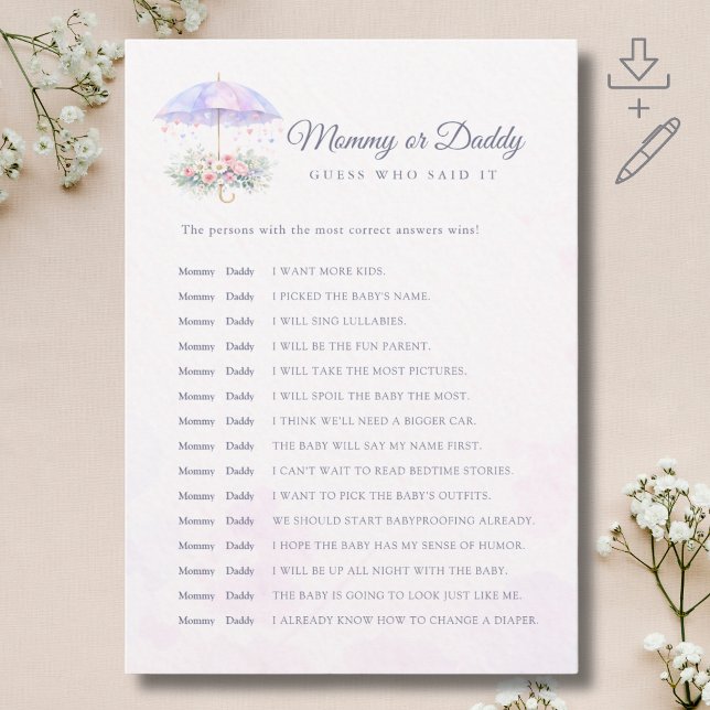 April Spring Baby Shower Gissa Vem Sa Det Kort (Skapare uppladdad)