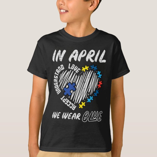 April vi Bära Blue Accstand Kärlek Autism A T Shirt (Framsida)