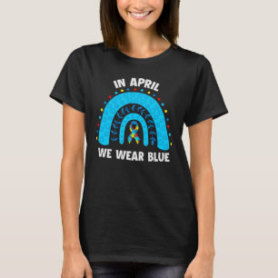 April vi Bära Blue Rainbow Puzzle Autism T Shirt