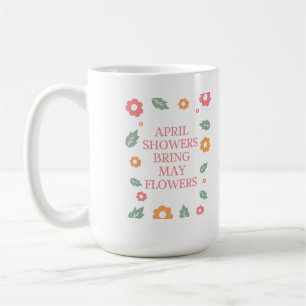 aprildusch kan medföra blommor kaffemugg