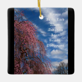 Aprilhimmel med Filiposbrevet 4:4 Julgransprydnad Keramik
