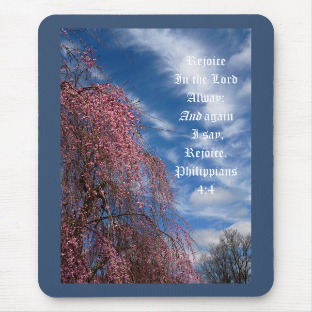 Aprilhimmel med Filipperbrevet 4:4 Musmatta (Framsidan)