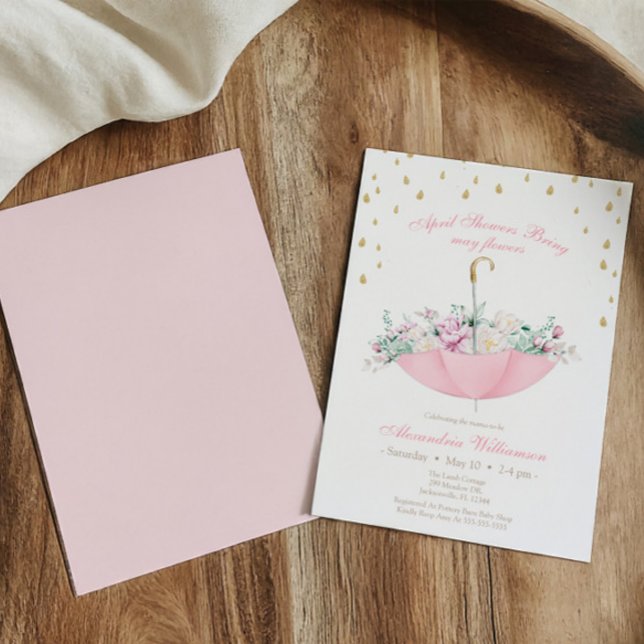 Aprilregn ger majblommor Paraply Baby Inbjudningar (Skapare uppladdad)