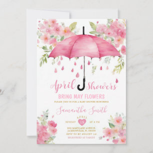 Aprilregn Ger Majblommor Rosa Paraply Inbjudningar