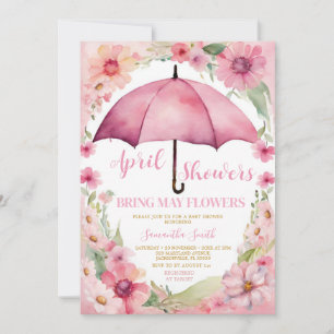 Aprilregn Ger Majblommor Rosa Paraply Inbjudningar