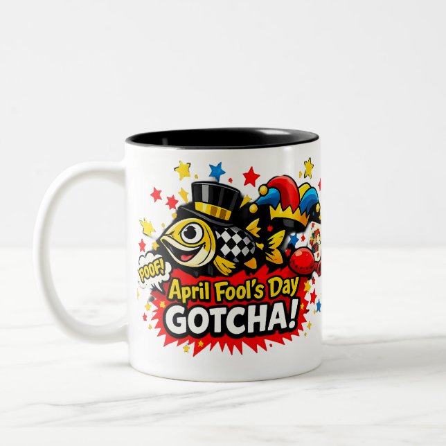 Aprilskämt dag Fångad Rolig Klassisk Mugg, 11 oz Två-Tonad Mugg (Vänster)