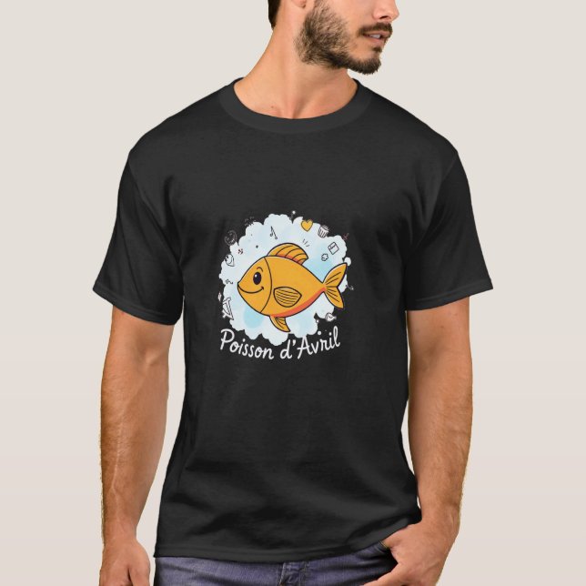 Aprilskämt Tecknad Fisk T Shirt (Framsida)