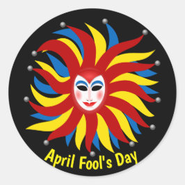 Aprilskämtens dag för practical jokes runt klistermärke