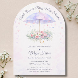 Aprilskurar ger majblommor Baby Shower Inbjudningar