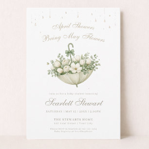 Aprilskurar ger majblommor Baby Shower Inbjudningar