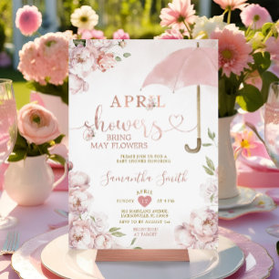 Aprilskurar ger majblommor Rosa paraply Inbjudningar