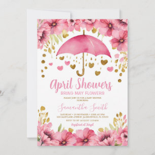 Aprilskurar ger majblommor Rosa paraply Inbjudningar