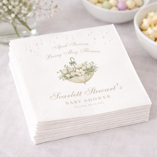 Aprilskurar ger majblommor vår baby shower pappersservett (Skapare uppladdad)