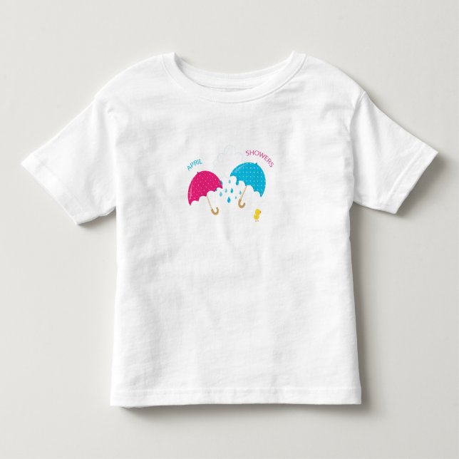 Aprilskurar Regnig Dag Paraplyer T Shirt (Framsida)