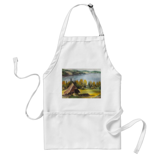 Apron Ann Hayes målar Chalet nära Sjö Förkläde (Framsidan)