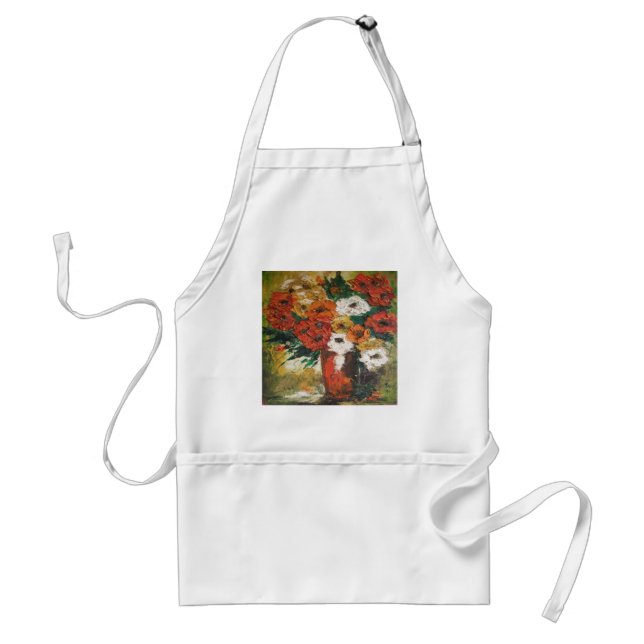 Apron Ann Hayes Painting Red Flowers Mixed Förkläde (Framsidan)