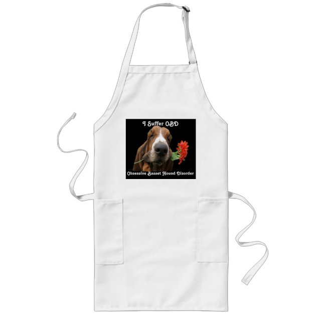Apron Basset hound with Flowers Långt Förkläde (Framsidan)