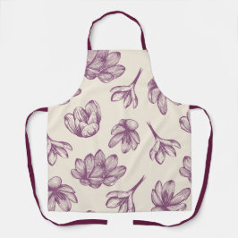 Apron - Burgundy-Blommigten
