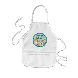 Apron Children Zeevie and Friends for Hanukkah Blu Barnförkläde