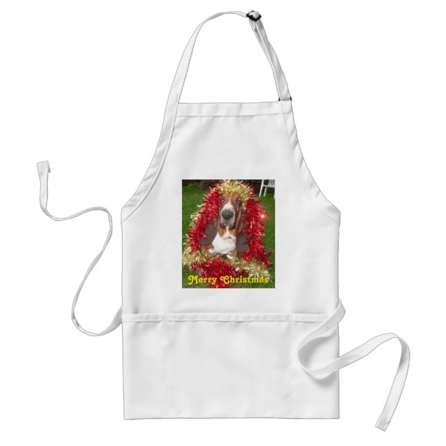 Apron God jul Basset hound i Garland Förkläde (Framsidan)
