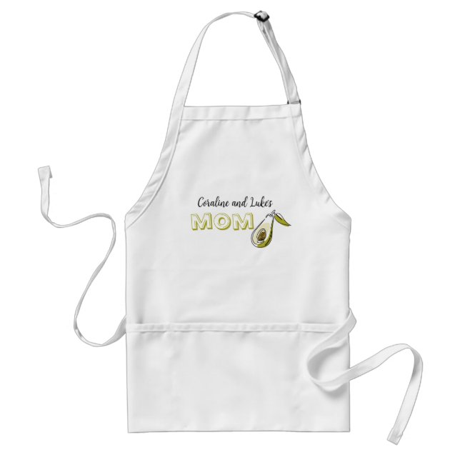Apron med avokado och texten "mamma". förkläde (Framsidan)