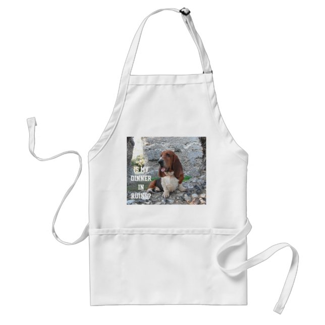 Apron med basset Hound Visiting Castle Ruins Förkläde (Framsidan)