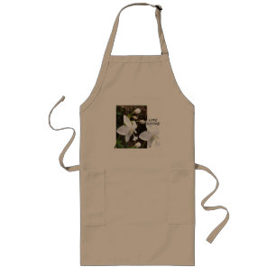 Apron med blommor långt förkläde