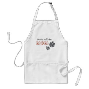 Apron med granatäpplen och påskriften "mamma" förkläde