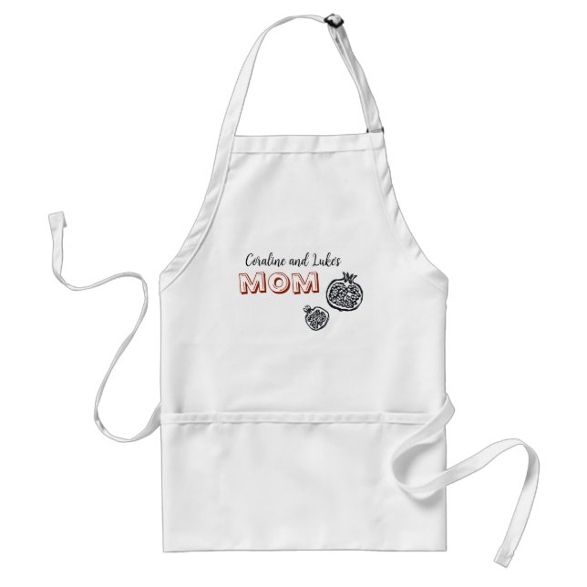 Apron med granatäpplen och påskriften "mamma" förkläde (Framsidan)