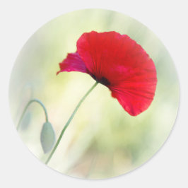 Apron med röd vallmo "Var lycklig!" Runt Klistermärke