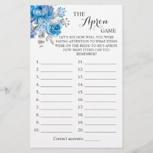 Apron Shower Blue Flower Game Card Flygblad