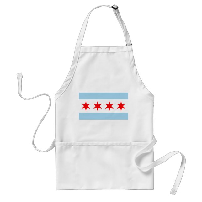 Apron with Flagga of Chicago, Illinois State, U.S. Förkläde (Framsidan)